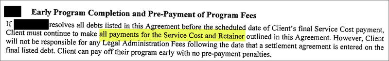 Early Completion Clause Debt Settlement Agreement